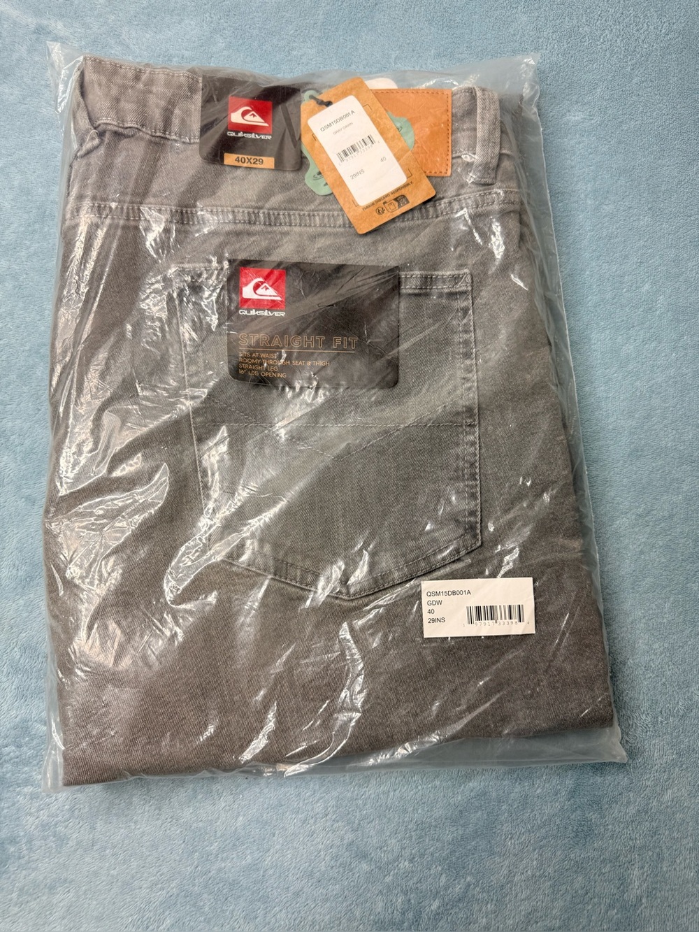Quiksilver Men’s Straight Fit Stretch Denim Jeans Gray Dawn 40x29 NWT QSM15DB001